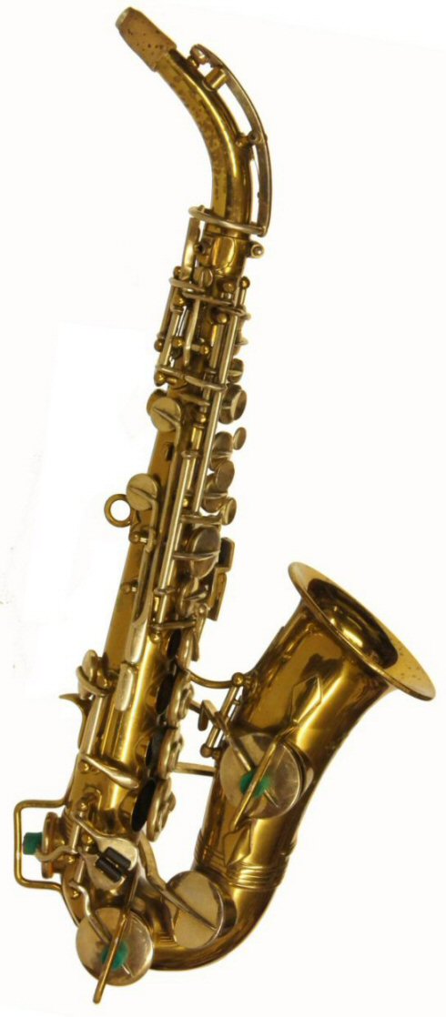 Vintage Hawkes Curved Soprano Sax. Lacquered body with silver plated keys. Good condition. Price £599