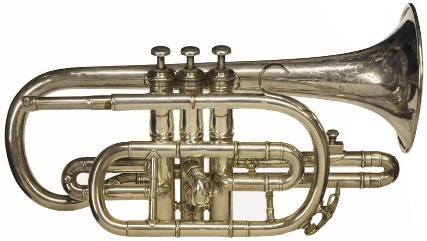 Boosey Silbron Cornet. Engraved on bell. N.V.A, "Silbron" , Class A, Boosey & Co LTD, Makers London, 132608.British throughout. Restored to reasonable playing order. Instrument only . Price £299.00