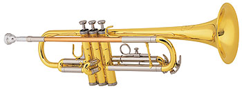 Conn International Bb student model. Rose brass leadpipe, stainless alloy valves, yellow brass bell, middle piston bracing, first slide thumb saddle, 3rd slide stop, nickel silver outer slides, woodshell case. 