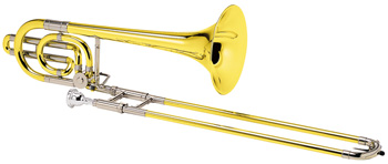 Conn 36H Alto Trombone. Symphony, Bb rotor attachment, brass outer slide, chrome-plated inner slides, lacquer finish, 7C mouthpiece, deluxe woodshell case. An alto trombone with slide positions in the same relative positions as those of a tenor trombone. The unique Bb rotor offers added facility in difficult passages