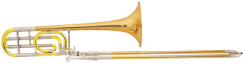 Conn 88H Trombone. Symphony‚ .547" (13.89mm) bore‚ .562" (14.27mm) bore through F attachment‚ 8-1/2" (216mm) rose brass bell‚ rose brass outer slide‚ lacquer finish‚ 5G mouthpiece‚ deluxe woodshell case. This famous tenor model delivers superior response in all registers 