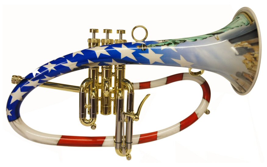 Taylor Phat Sam Flugel Horn. This is a custom shop version of the Phat Boy. Amazing artwork which features the skyline of New York