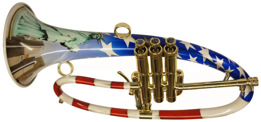 Taylor Phat Sam Flugel Horn. This is a custom shop version of the Phat Boy. Amazing artwork which features the skyline of New York